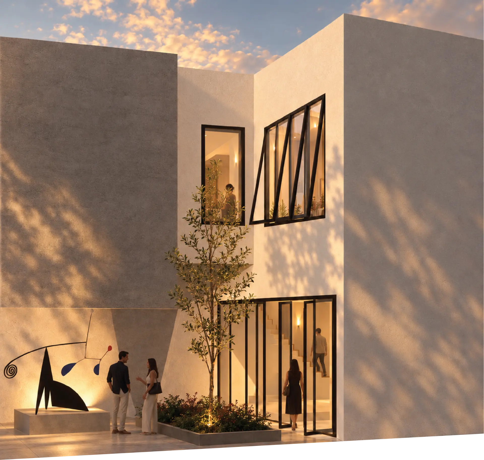Courtyard at dusk